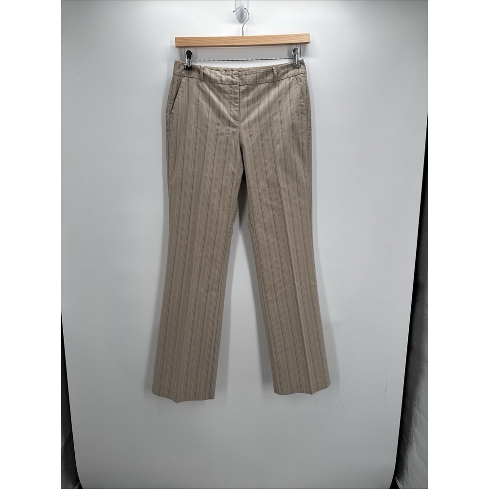 Y2K New York Company Low Rise Dress Pants Beige Stripe Stretch Size 6 Tall